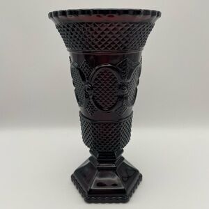 Avon, “Cape Cod”, Ruby Red Vase, 8" Tall, Vintage 1876 Pattern, Pressed Glass
